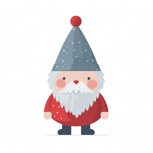 Christmas gnome clipart in minimalist style, on white background