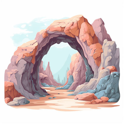 Cave clipart in Pastel Colors Art style
