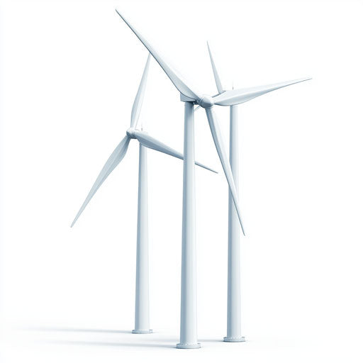 3D Wind Energy Kit with flat white background, isolated clipart