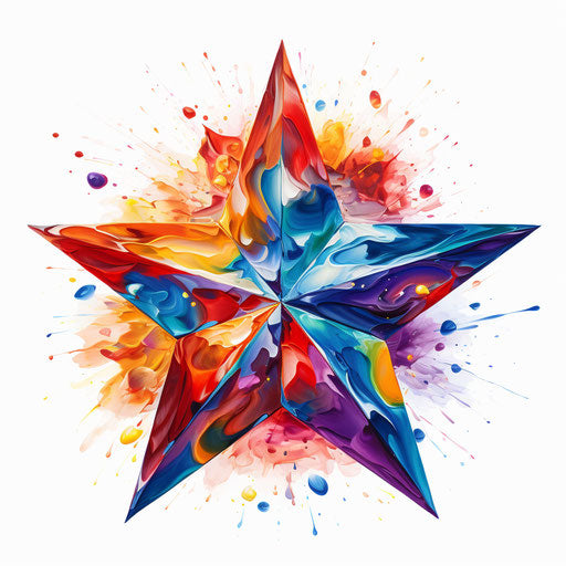 Star clipart png in the style of oil painting, on a white background