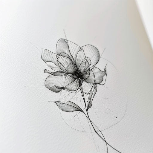 Elegant geometric tattoo with delicate flower motif
