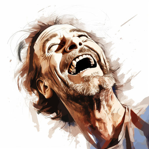 Laughing clipart in the style of Chiaroscuro Art, on a white background