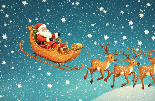 Santa Claus in flying sleigh, vector illustration