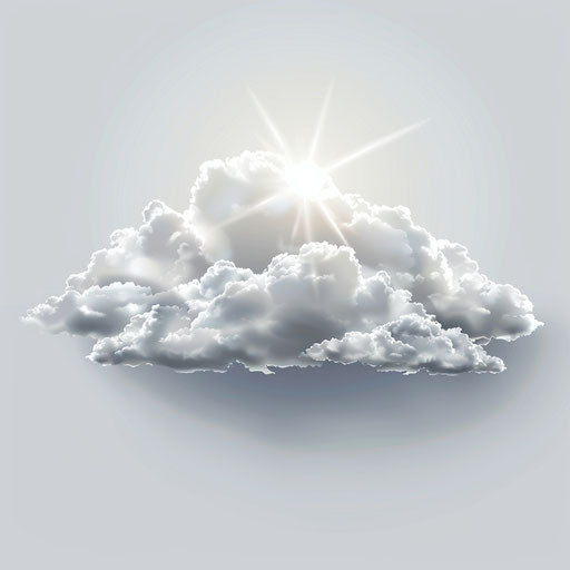 Realistic heaven on flat metallic silver background