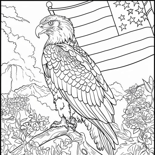 Patriotic eagle holding an American flag