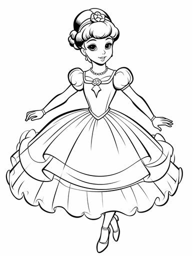 Free printable ballerina in dress coloring pages for children