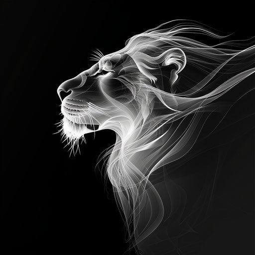 Minimalist abstract interpretation of a lion's essence and energy