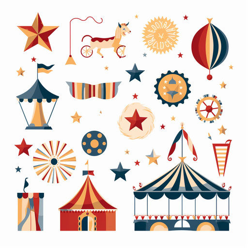Minimalist circus clip art, on a white background