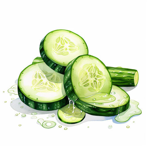 Oil painting of cucumber on white background