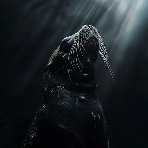 Dramatic shadows on a sea lion, dark and moody