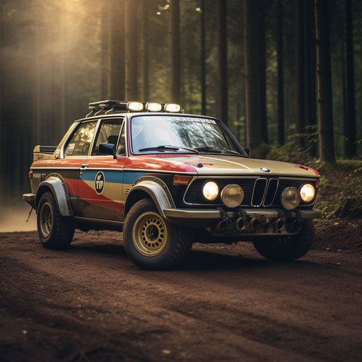Classic BMW car transformed into off-road rally version
