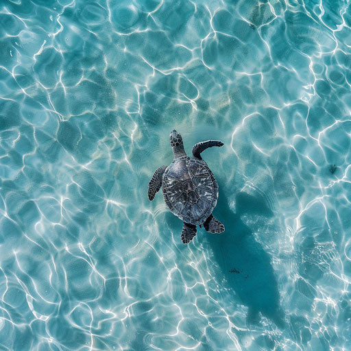 Olive ridley sea turtle swimming in clear blue waters