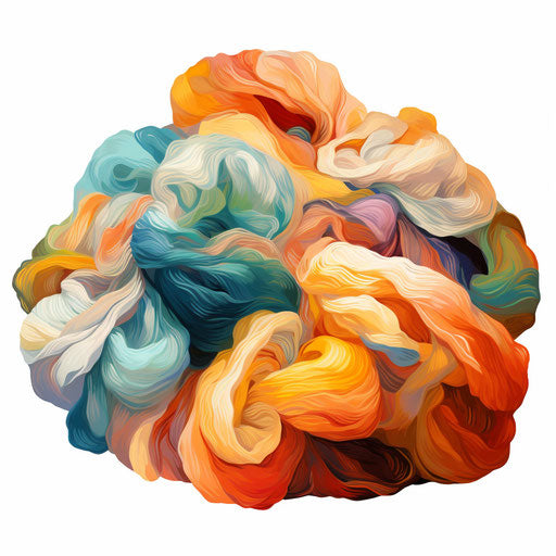 Wool clipart in the style of Impressionistic Art, on white background