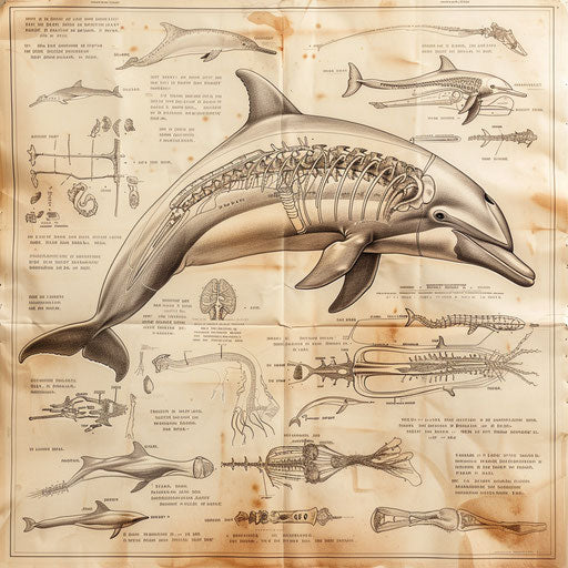 Detailed anatomy of a dolphin in an educational style