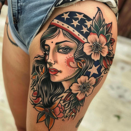 Female tattoos with classic Americana style