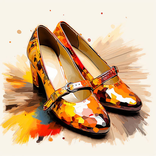 Shoes clipart in the style of Impressionistic Art, on white background