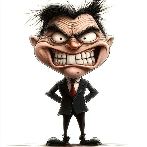 Humorous caricature of a suit with human characteristics