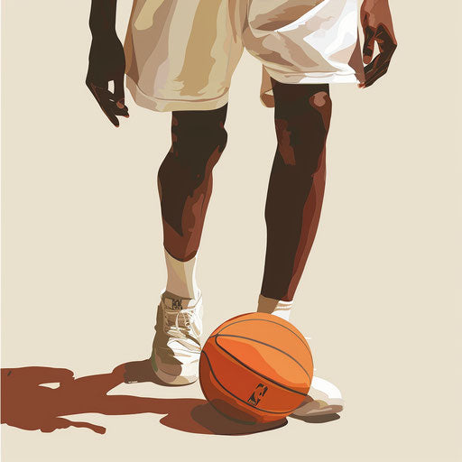 Photo realistic image with basketball clipart on flat cream background