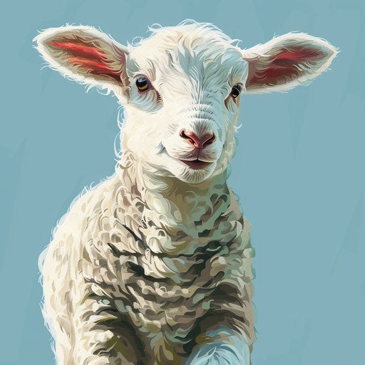 Sheep illustration with flat random background and vibrant tones