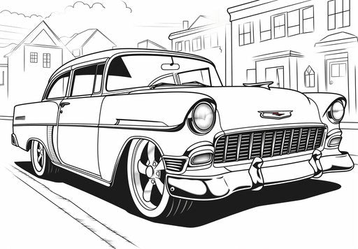 Chevrolet Bel Air car coloring pages in stencil art style