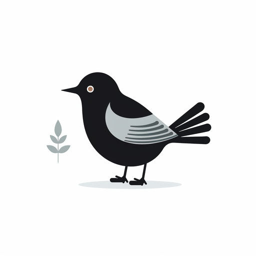 Bird illustration in Minimalist style, on white background