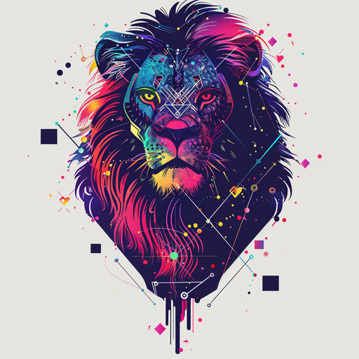 Futuristic tattoo sketch of the Leo constellation