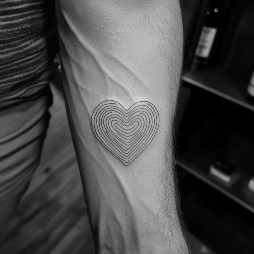 Fingerprint tattoo with delicate heart outline