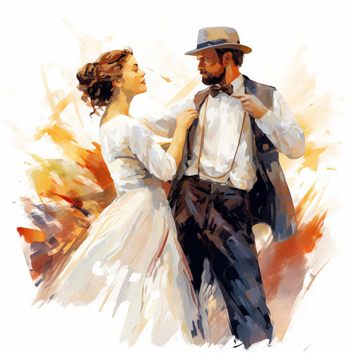 Drama illustration in the style of Impressionistic Art, on white background