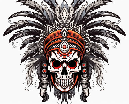 Skull tattoo in Dayak art style