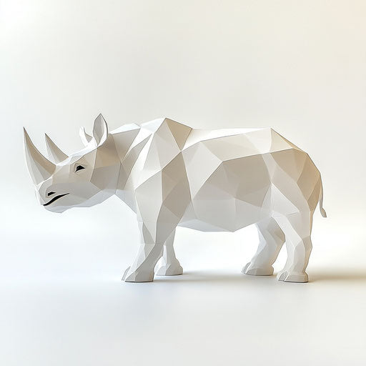 3D Rhinoceros in photorealistic style on flat white background, isolated clipart