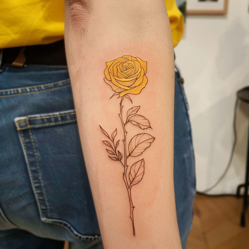 Zen flat tattoo sketch of a yellow rose