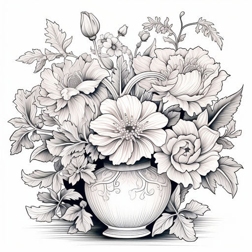 Flowers in a vase coloring page
