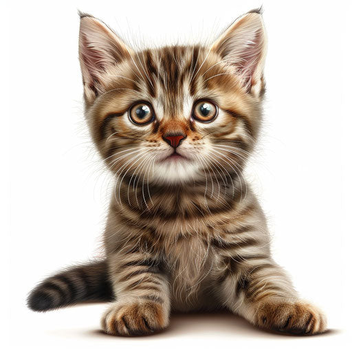 Realistic illustration of a cute cat on flat white background