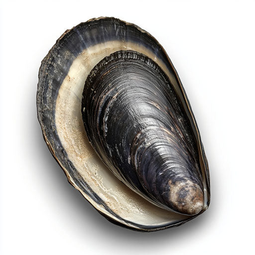 Realistic clipart of a mussel, high resolution, isolated