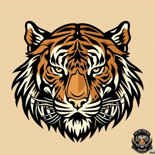 Bold tattoo sketch of a tiger's face with black stripes