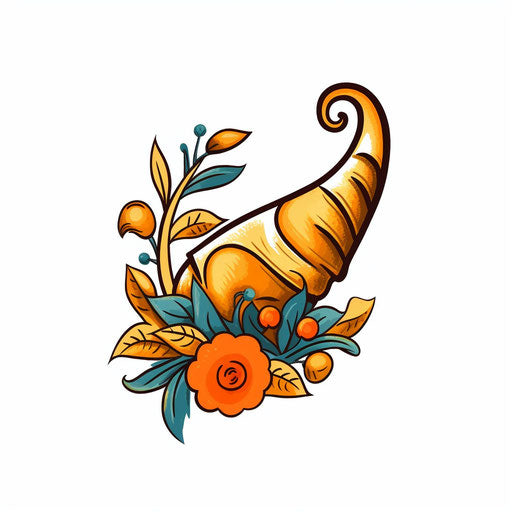 Minimalist style cornucopia clipart on white background