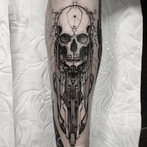 Biomechanical tattoo with gothic elements