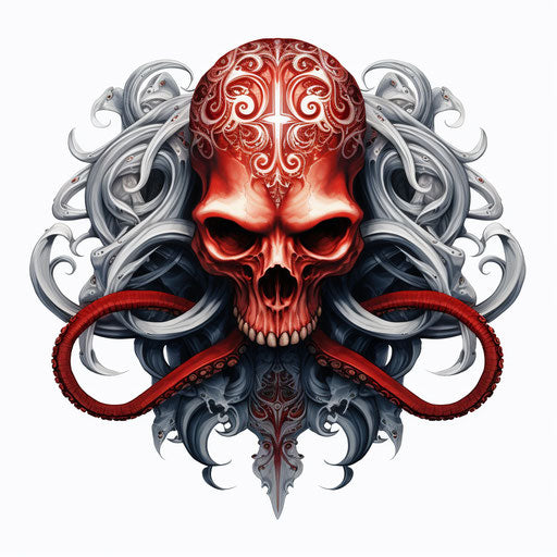 Octopus skull and star tattoo design for fanatical art fans
