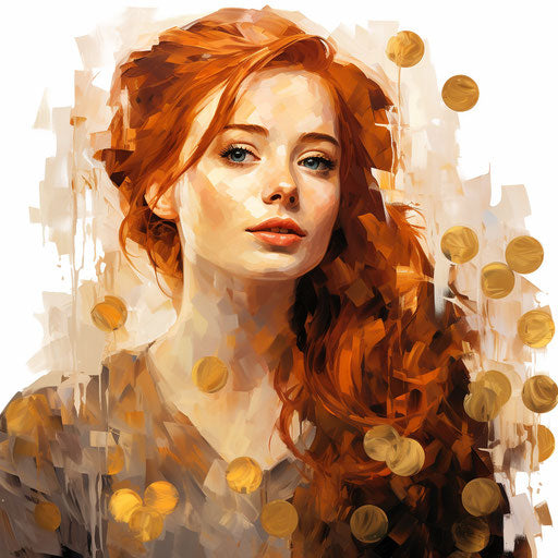 Penny clipart in the style of Oil painting on white background