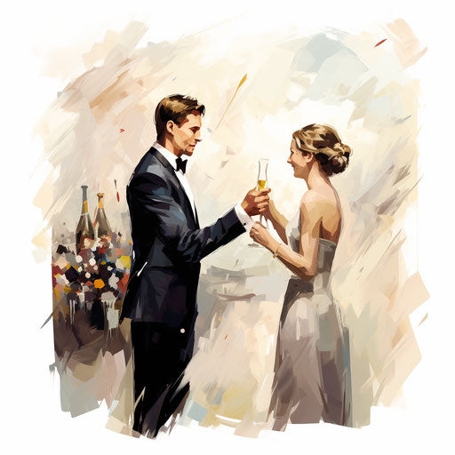 Congrats depicted in oil painting style on white bg