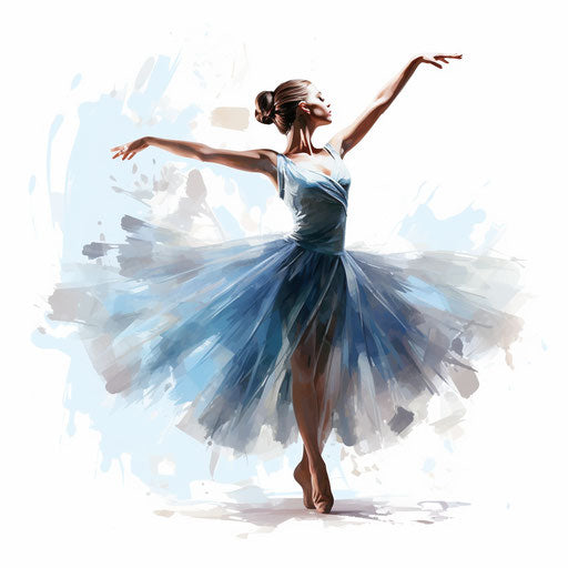 Ballerina clipart in the style of Chiaroscuro Art, on a white background