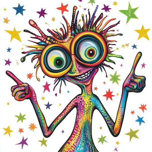 Humorous caricature of a pen with human characteristics