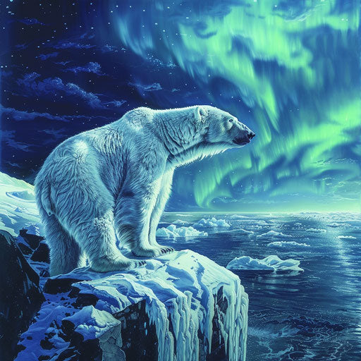 Majestic polar bear on snowy cliff