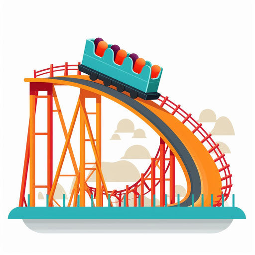 Minimalist style illustration of roller coaster on white background