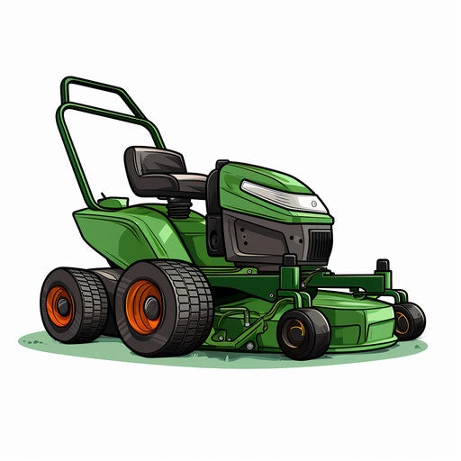 Minimalist lawn mower clip art, on white background
