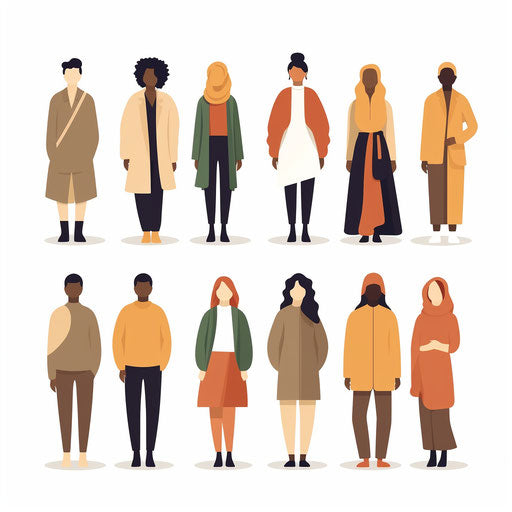 Diversity clipart in Minimalist style, on white background