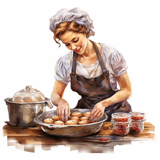 Baking clipart in the style of Chiaroscuro Art, on white background