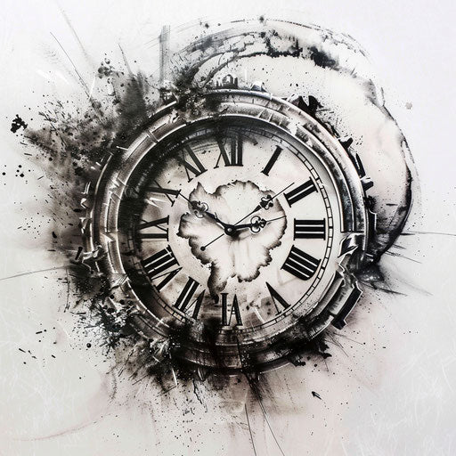 Vintage clock tattoo concept with roman numerals