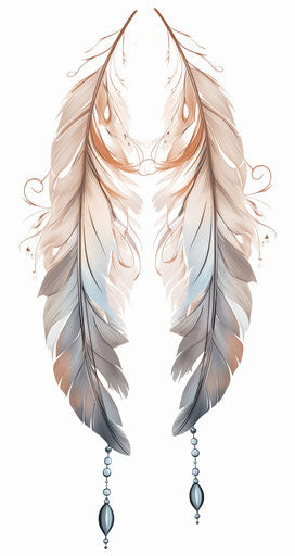 Tattoo pattern depicting two Indian feathers
