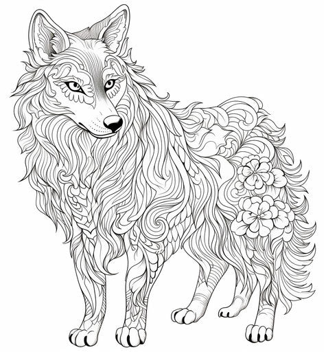 Pattern of cute little wolf coloring